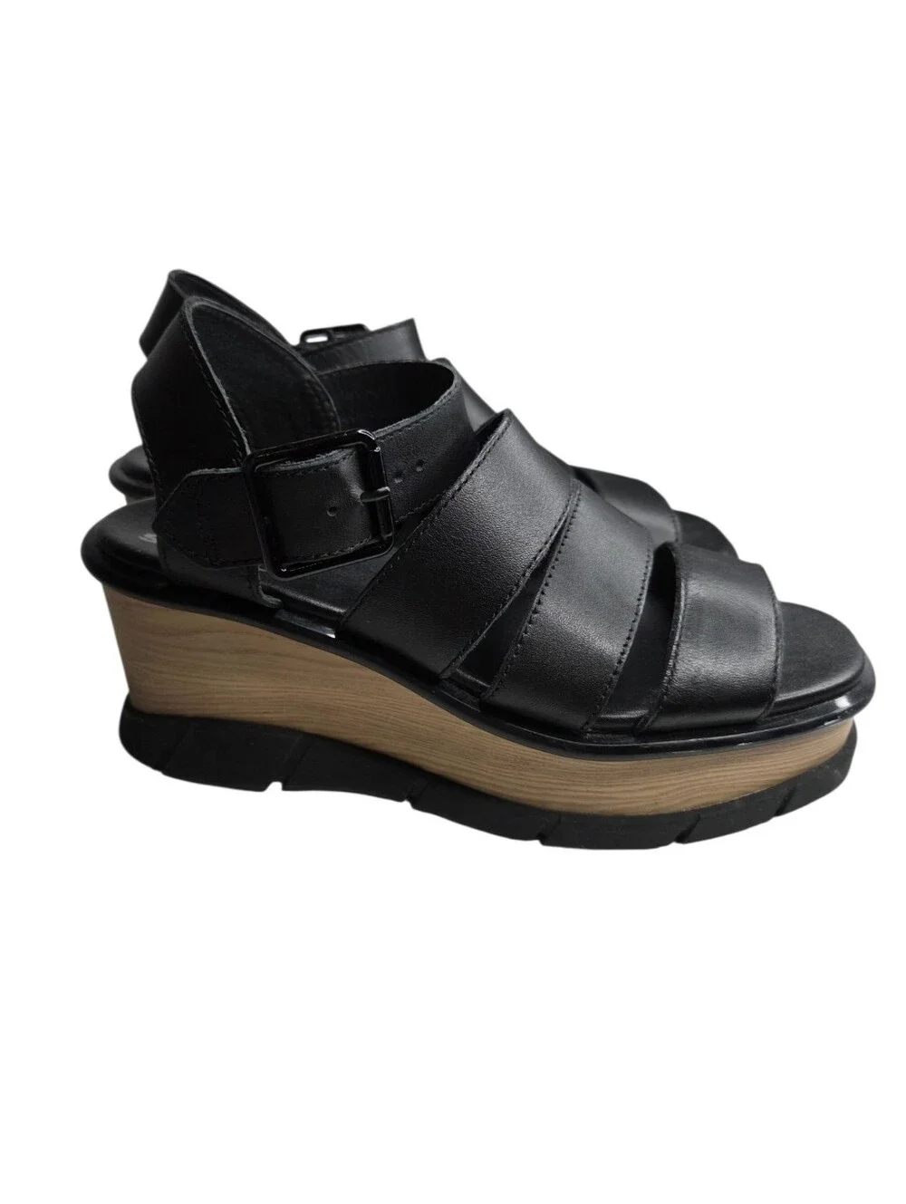 Sorel Women's Joanie III Ankle Strap Wedge Sandal Size 6 Black ￼